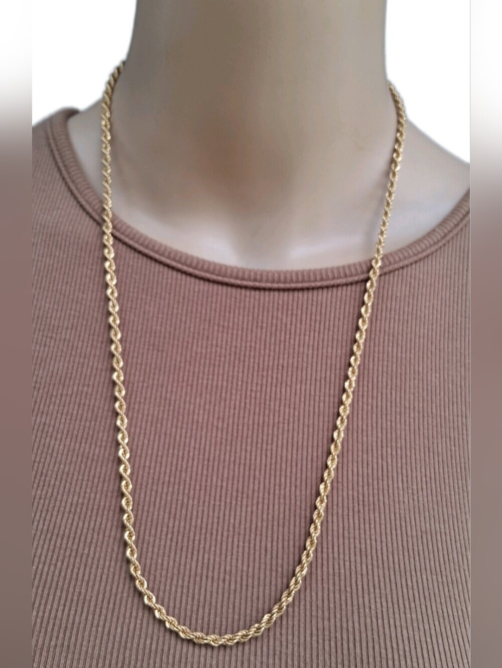 Vintage 1970s Monet Gold Plated Rope Chain Necklace Classic Retro Statement